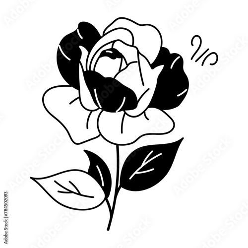 Easy to edit doodle icon of botanical flower 