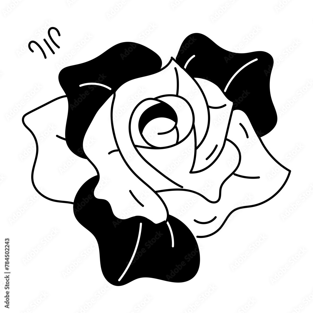 An appealing hand drawn icon of rose petals An appealing hand drawn icon of rose petals