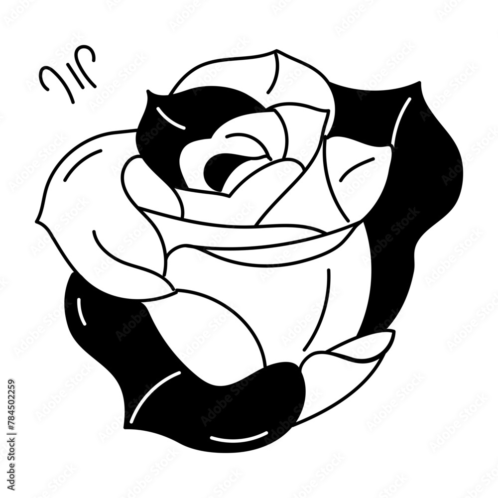 Trendy doodle icon of red rose Trendy doodle icon of red rose
