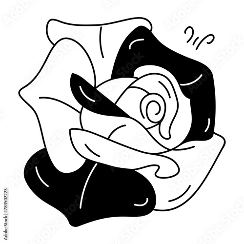 Grab this doodle icon of garden rose 