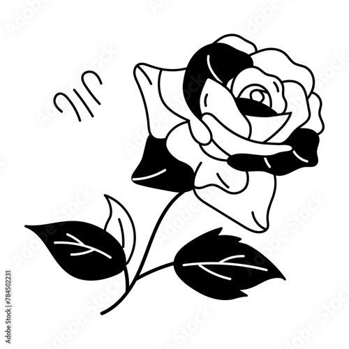 Beautiful doodle icon of valentine flower 