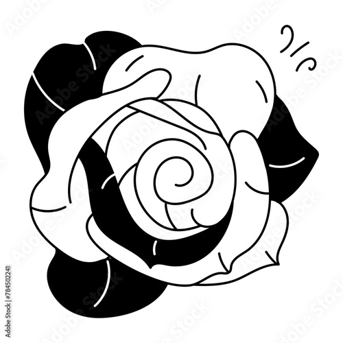 A handy doodle icon of blooming flower 