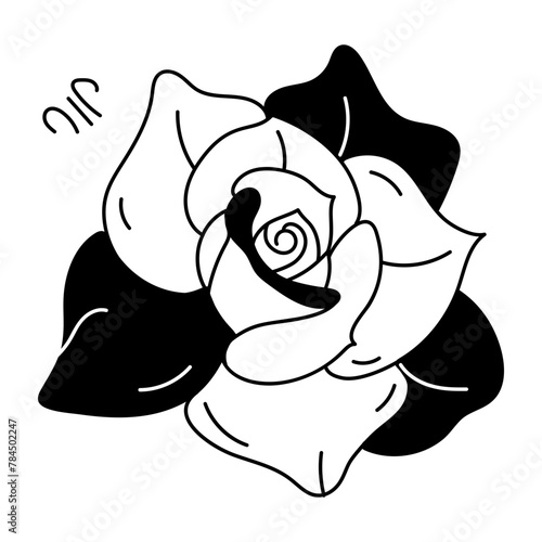 Visually appealing doodle icon of rose flower
