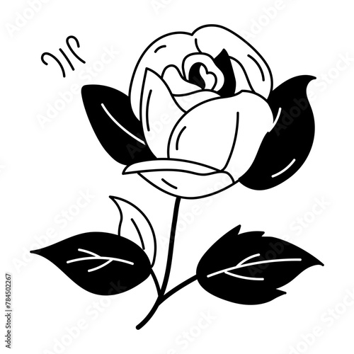 Beautiful doodle icon of valentine flower