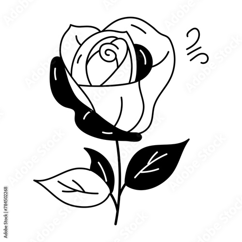 Grab this beautiful rose doodle icon 