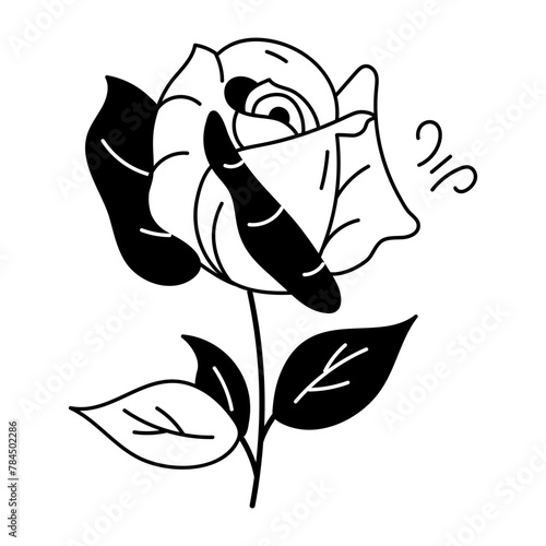 A captivating doodle icon of rosebud 