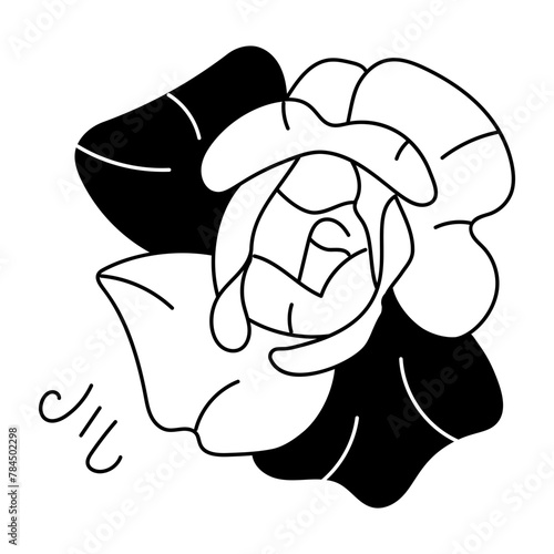 An appealing hand drawn icon of rose petals 