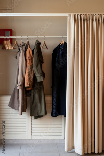 Various clothes hanging on a hanger