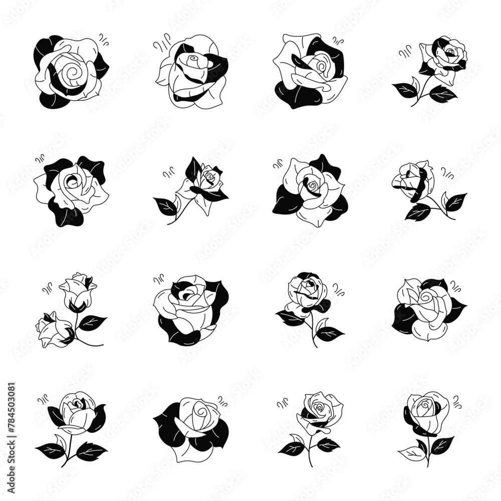 Captivating Pack of Garden Flowers Hand Drawn Icons 

