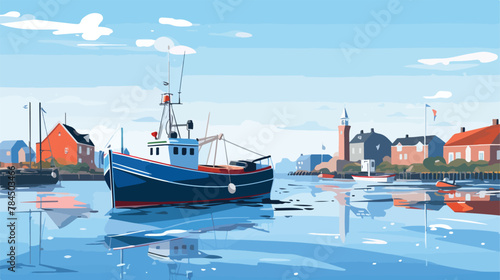 Small fishing boat in the harbour at Norsminde Denm photo