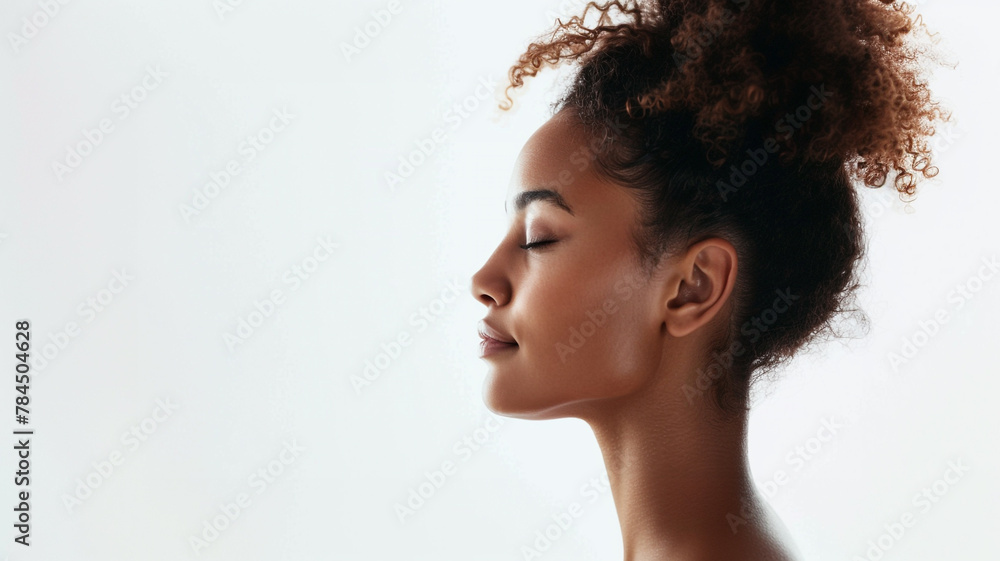 side profile of woman white background side profile of woman white background