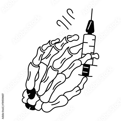 Unique doodle icon of injection dose 