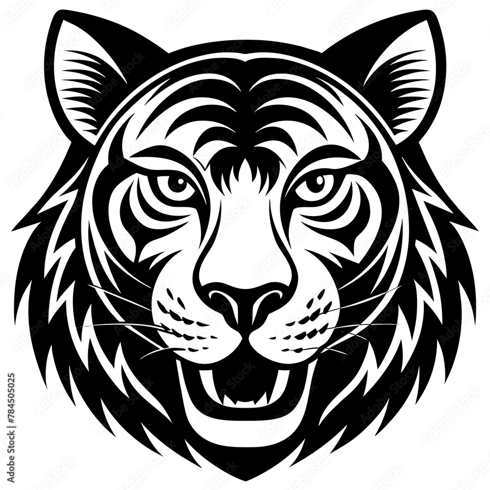 Tiger cartoon vector illustration mascot,cheetah Tiger silhouette,vector,icon,svg,characters,Holiday t shirt,black Tiger cartoon drawn trendy logo Vector illustration,cheetah cartoon on a white backgr