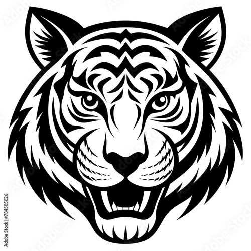 Tiger cartoon vector illustration mascot,cheetah Tiger silhouette,vector,icon,svg,characters,Holiday t shirt,black Tiger cartoon drawn trendy logo Vector illustration,cheetah cartoon on a white backgr photo