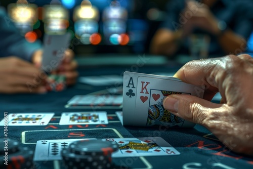 Playing cards, A hand of cards being dealt, with potential for a winning or losing hand