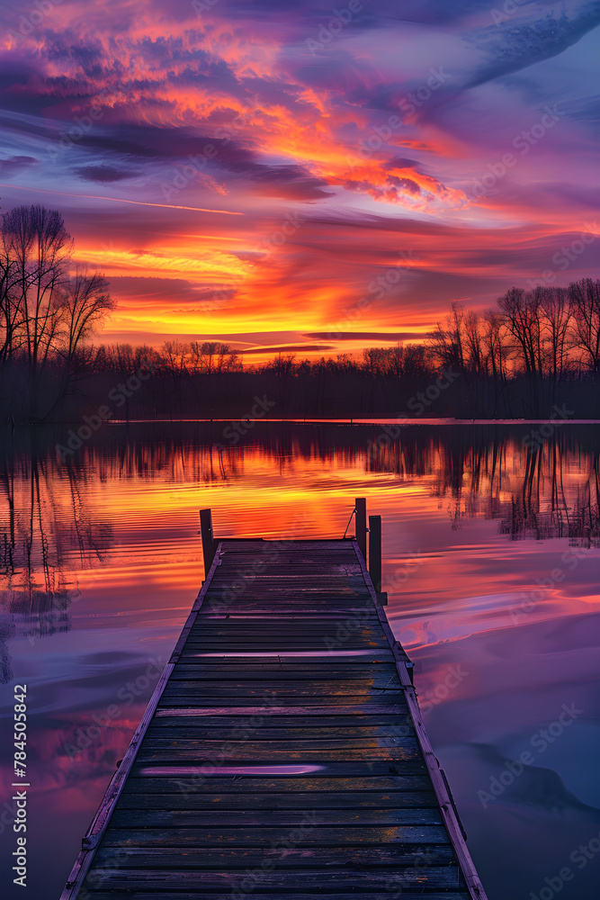 Enchanting Twilight: Solitary Pier Under a Colourful Sky