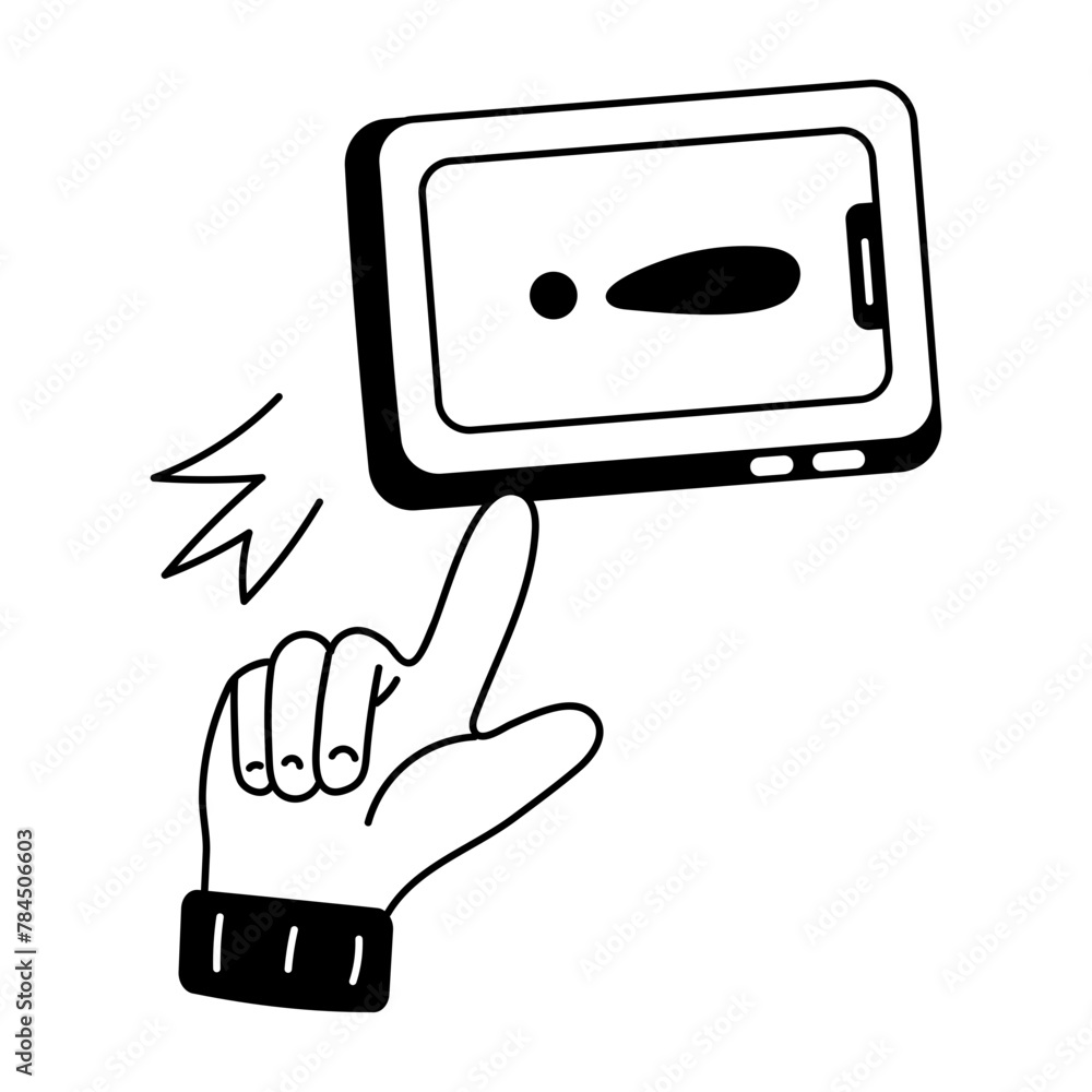 Trendy doodle icon of mobile error Trendy doodle icon of mobile error