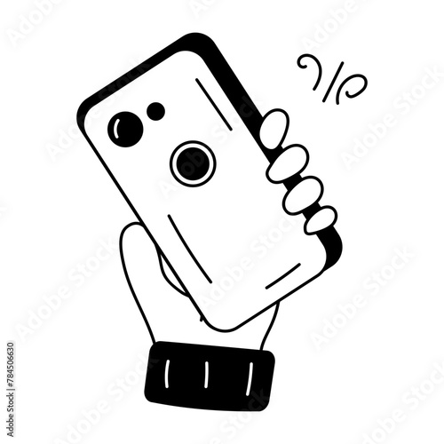 Check out doodle icon of mobile backside