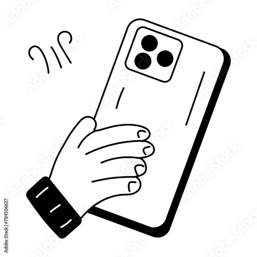 Easy to edit hand drawn icon of phone backside 