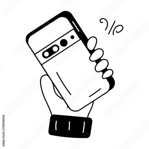 Download doodle icon of smartphone backside 