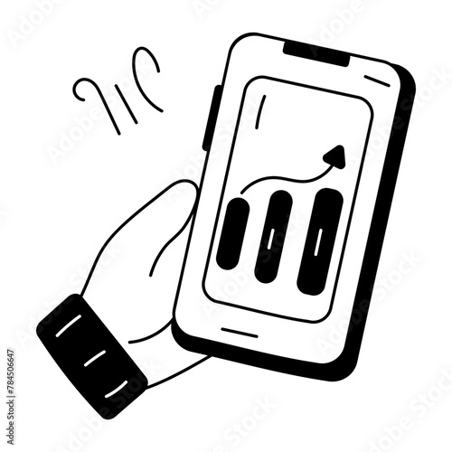 Modern doodle icon of mobile analytics 