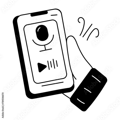 Grab this doodle icon of audio recorder app 