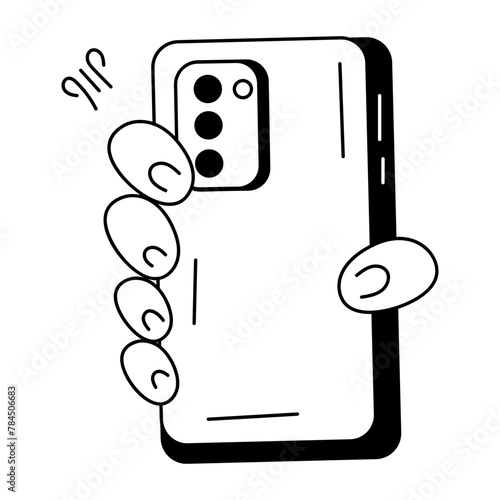 A doodle style icon of grabbing phone 