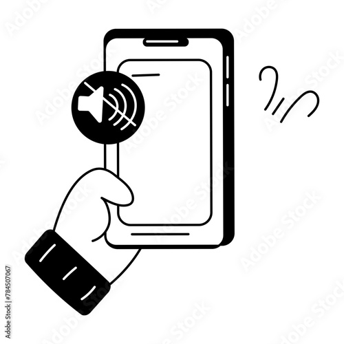 Premium doodle icon of silent mode 