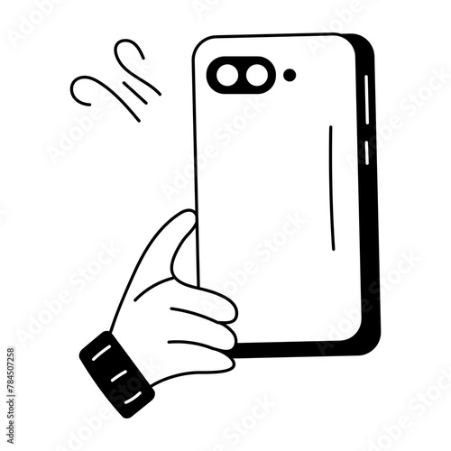 Download doodle icon of mobile backside
