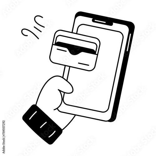Check out hand drawn icon of mobile wallet 