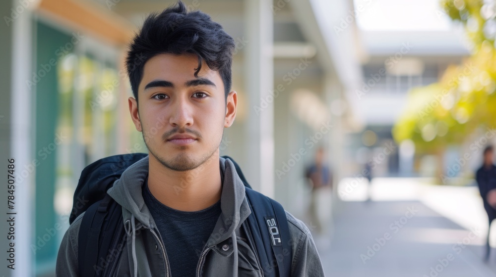 Portrait of male college student at campus looking at camera Portrait of male college student at campus looking at camera