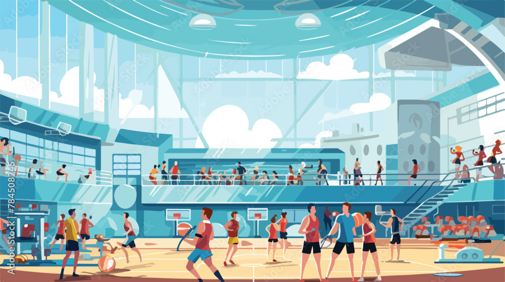 Sport facilities vector illustration set. Fitness c