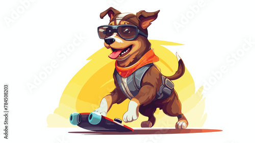 Sport dog 2d flat cartoon vactor illustration isolated