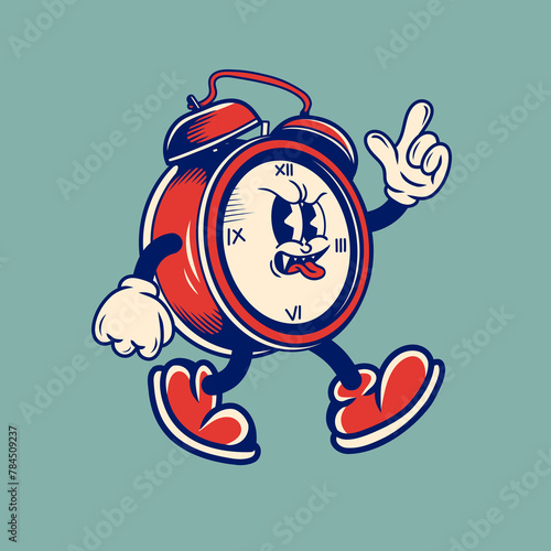 Retro character design of alarm clock