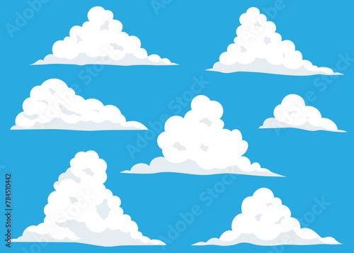 Tableau sur toile 入道雲、積乱雲のイラスト素材セット、バリエーション素材