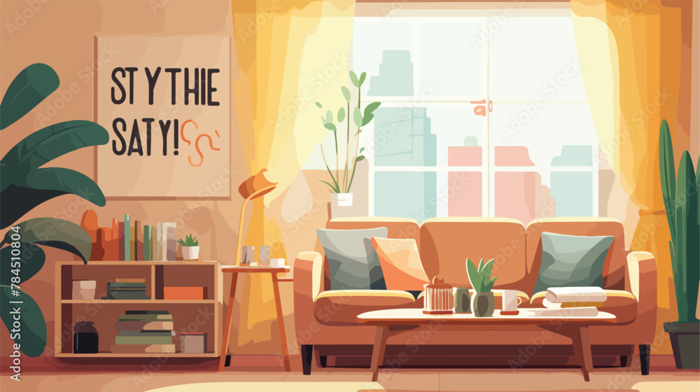Stay home stay safe poster design vector. Cute Lett Stock Vector ...