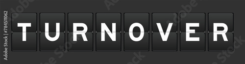 Black color analog flip board with word turnover on gray background