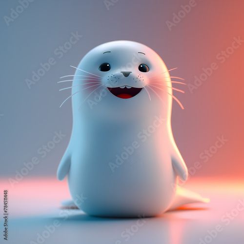 A cute and happy baby seal 3d illustration photo