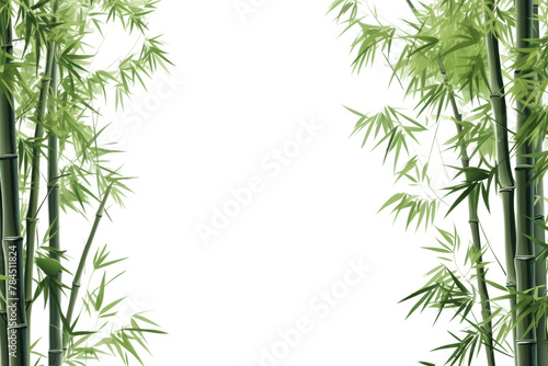 Tall bamboo trees The trunk is slender and straight. Light green leaves Isolated on white background