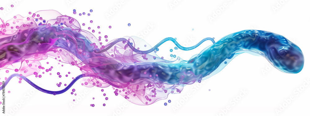 Dynamic color stream in purple and blue hues. Isolated on white. Dynamic color stream in purple and blue hues. Isolated on white.