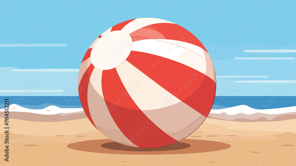 Striped red and white ball for beach games vector illustration
