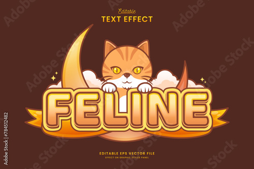 decorative editable orange cat text effect vector design © OreNyee