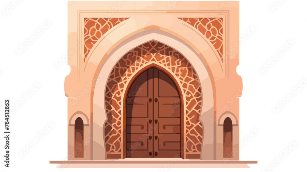 Stylized door in arabic architectural style arch wi