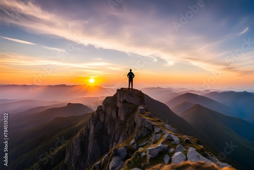 person standing on top of a mountain © RORON