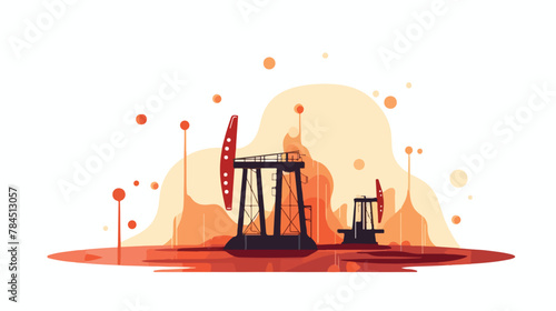 Stylized icon of the oil rig with fountains spurtin