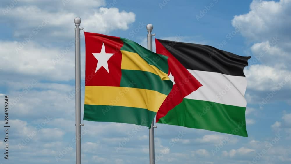 Jordan and Togo two flags waving together, looped video, two country relations concept Jordan and Togo two flags waving together, looped video, two country relations concept