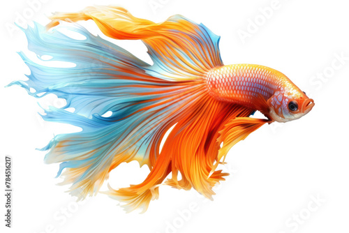 Brightly colored fighting fish swimming, Isolated on a transparent background.