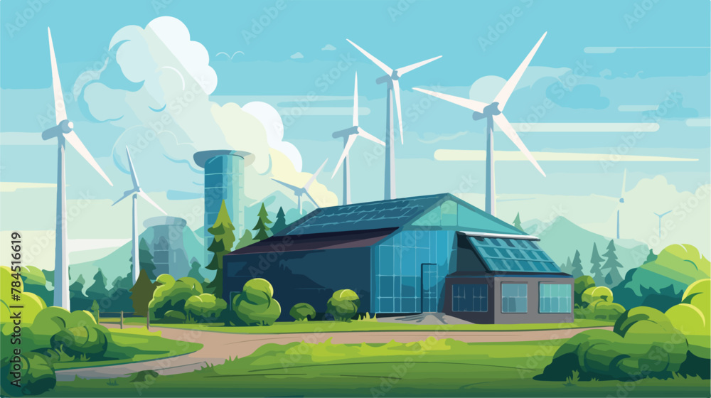 Sustainable clean industrial factory renewable ener - obrazy, fototapety, plakaty 