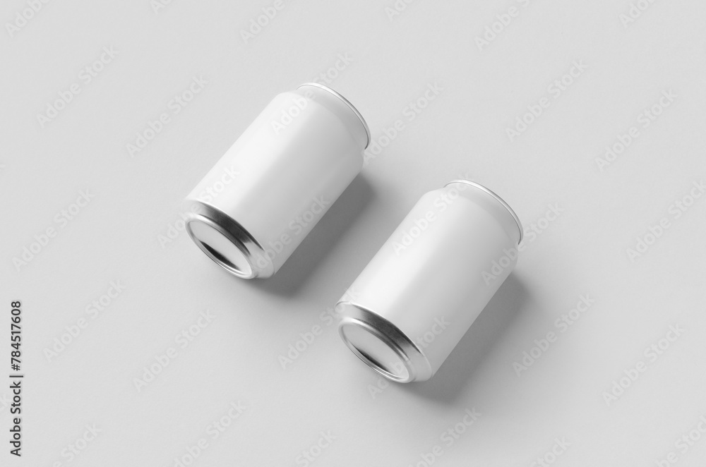 White small beer or soda aluminum can mockup. White small beer or soda aluminum can mockup.