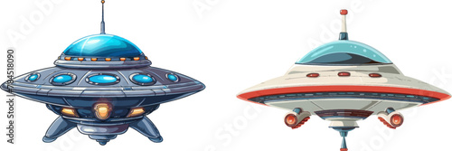 UFO vector concept. Spaceship travel, sci-fi